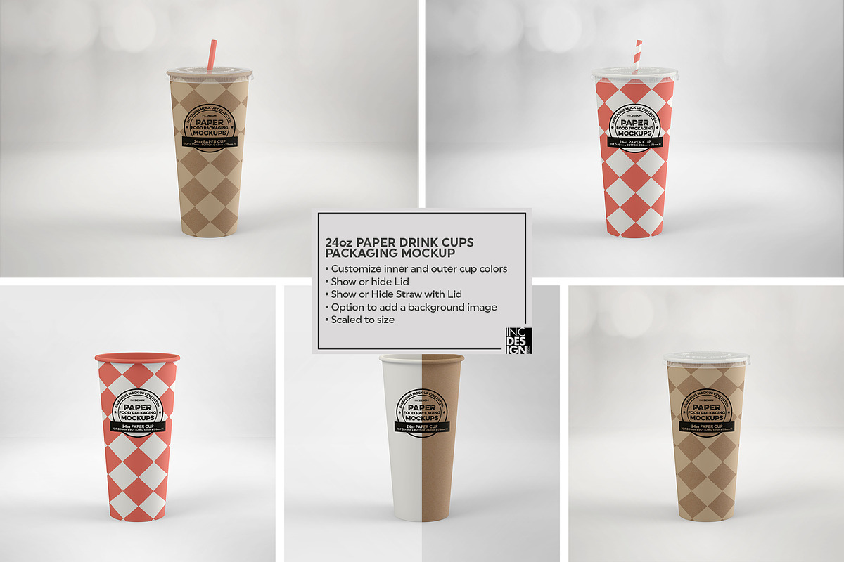 Paper Drink Cups Packaging Mockup, a Cups & Container Mockup by INCDesign (Photo 16 of 17)