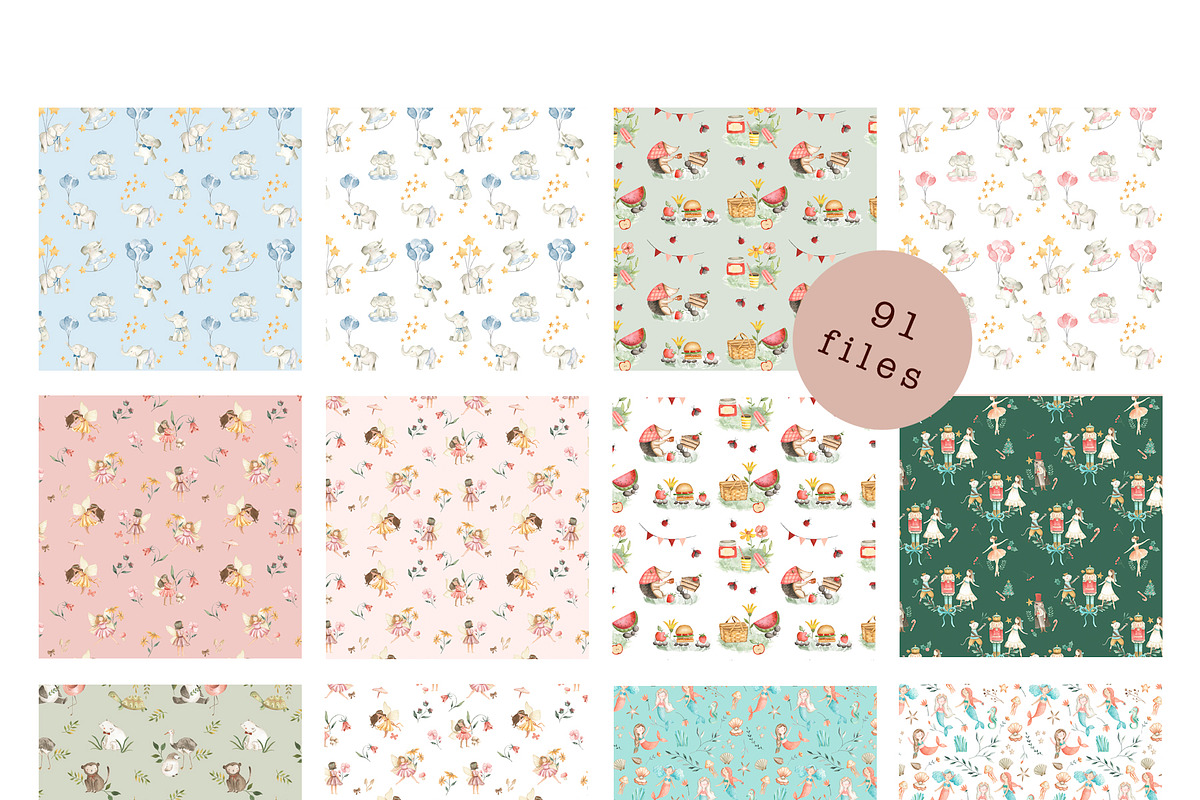 BUNDLE #2 - Watercolor Patterns, an Animal Illustration by Flora+Bear (Photo 7 of 11)