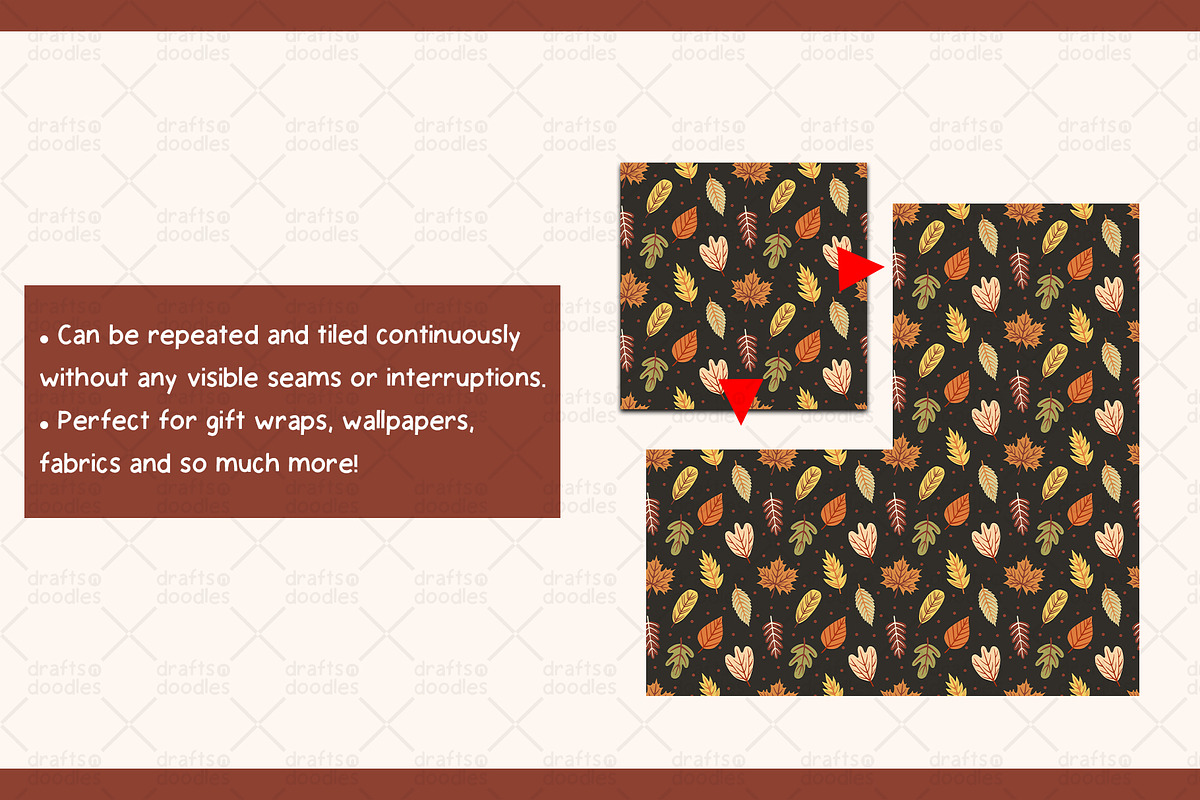 Autumn Leaves Clipart and Patterns, a Pattern Graphic by Drafts n Doodles (Photo 7 of 8)