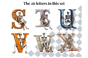 Halloween Skeleton Alphabet Letters, a Decorative Illustration by Creative Art By SamM (Thumbnail 6 of 10)