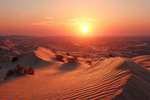 Golden sand dunes under a sunset, a Nature Photo by AlyaAnd