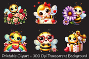 Peeking valentine bee clipart, an Illustration by RobertsArt (Thumbnail 6 of 7)