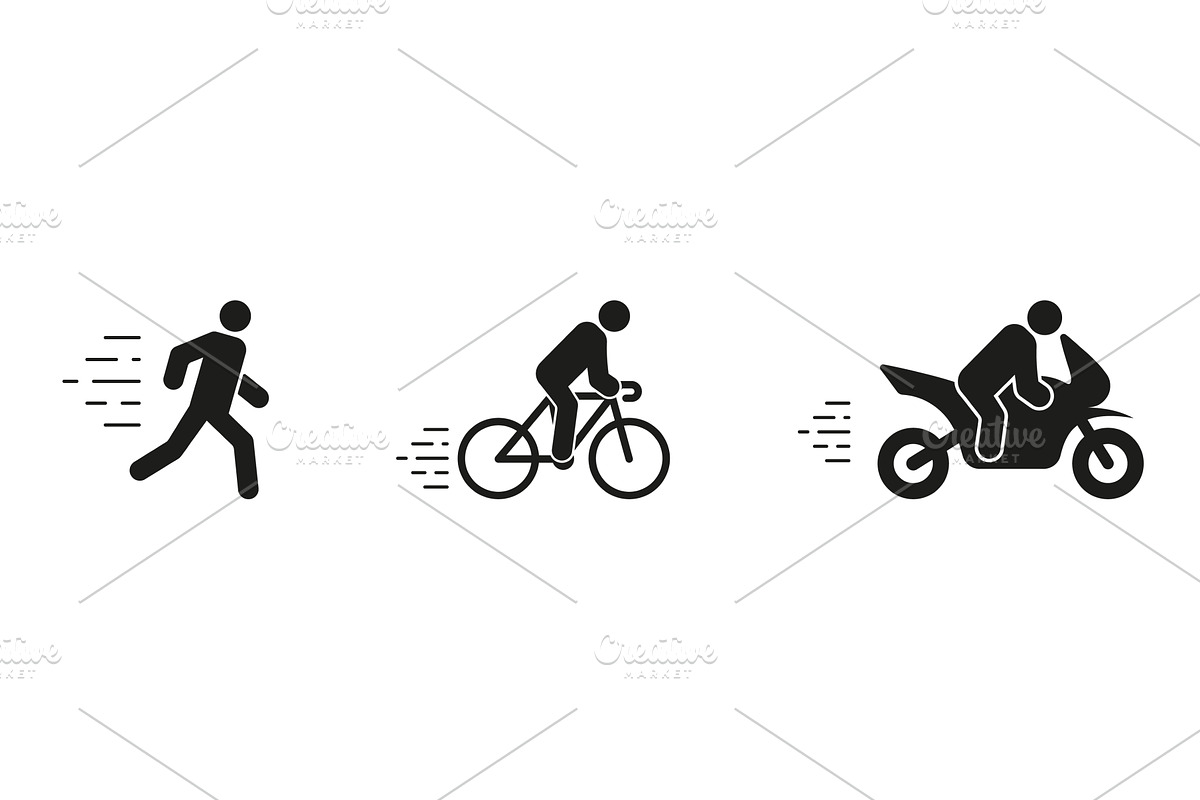 Running, Cycling, and Motorcycling, a Sport Illustration by Vector Creator