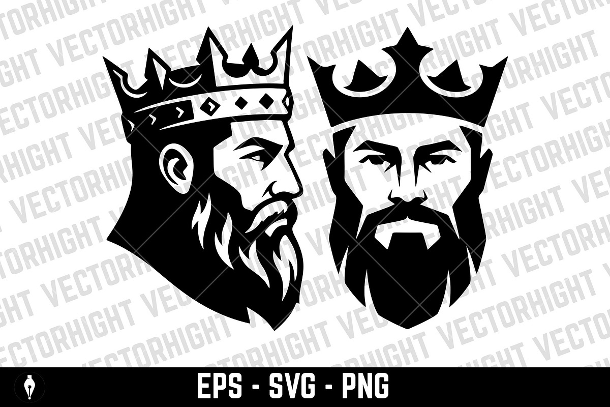 Bearded king wearing a royal crown, a Person Illustration by Vectorhight (Photo 5 of 5)