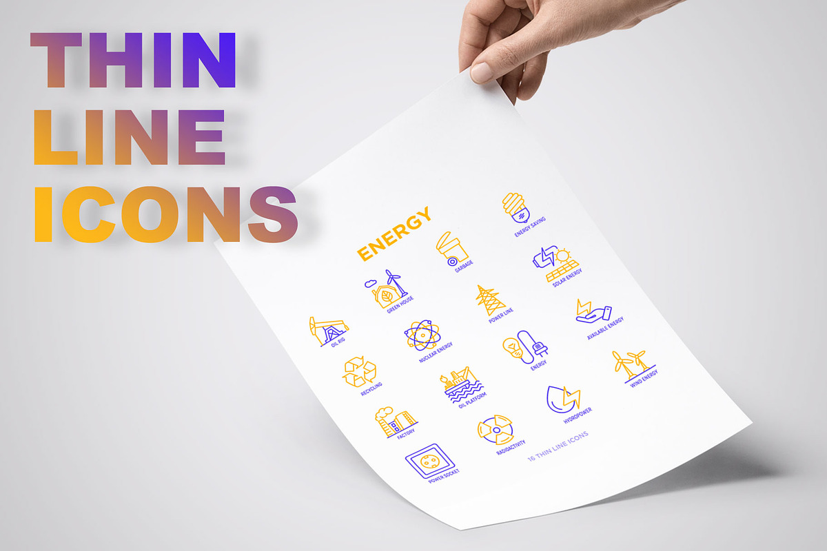 Energy | 16 Thin Line Icons Set, an Outline Icon by Alex Blogoodf (Photo 3 of 9)