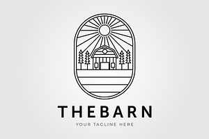 farm barn and cottage outline logo, a Graphic by Rizkaarishandy_shop