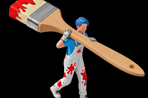 Painter with a giant paintbrush cove, a Photo by angellodeco