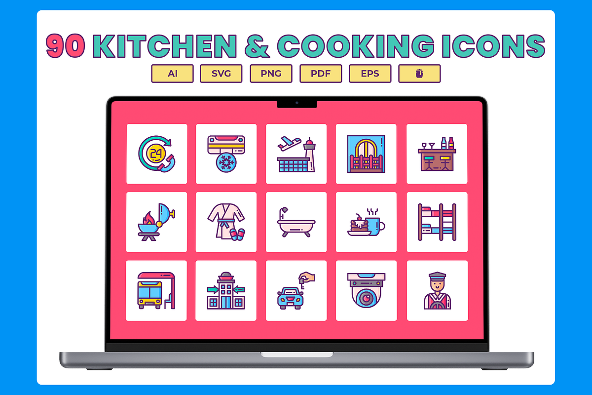 90 Amenities Icons, a Solid Icon by Flat Icons (Photo 1 of 7)