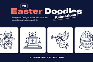 Animated Easter Doodles Icons Pack, an Object Graphic by Brickclay