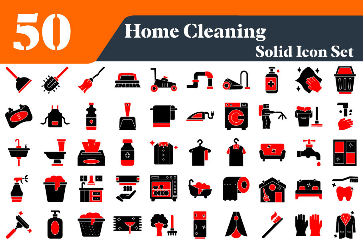 Home Cleaning Solid Icons Bundle, a Solid Icon by EllaMaiyaali (Photo 1 of 2)