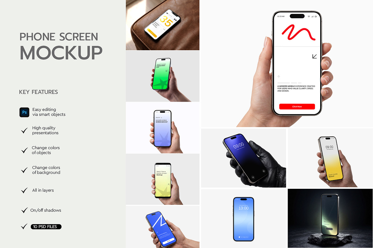 Smartphone in Hand Mockup Bundle, an Android Mockup by graphypix (Photo 3 of 14)