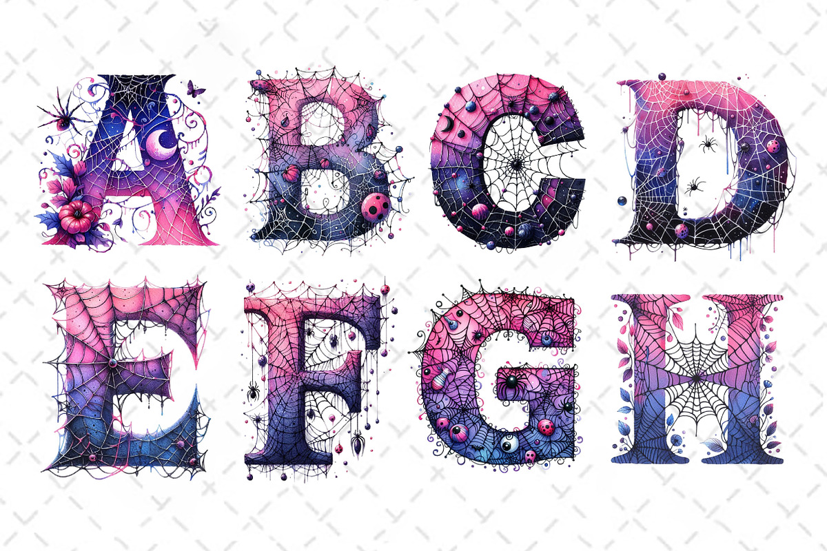 Spiderweb Doodle Letters Sublimation, a Work Illustration by Dream Creation (Photo 3 of 6)