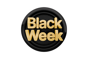 Black Week 3D Sale Badge PNG