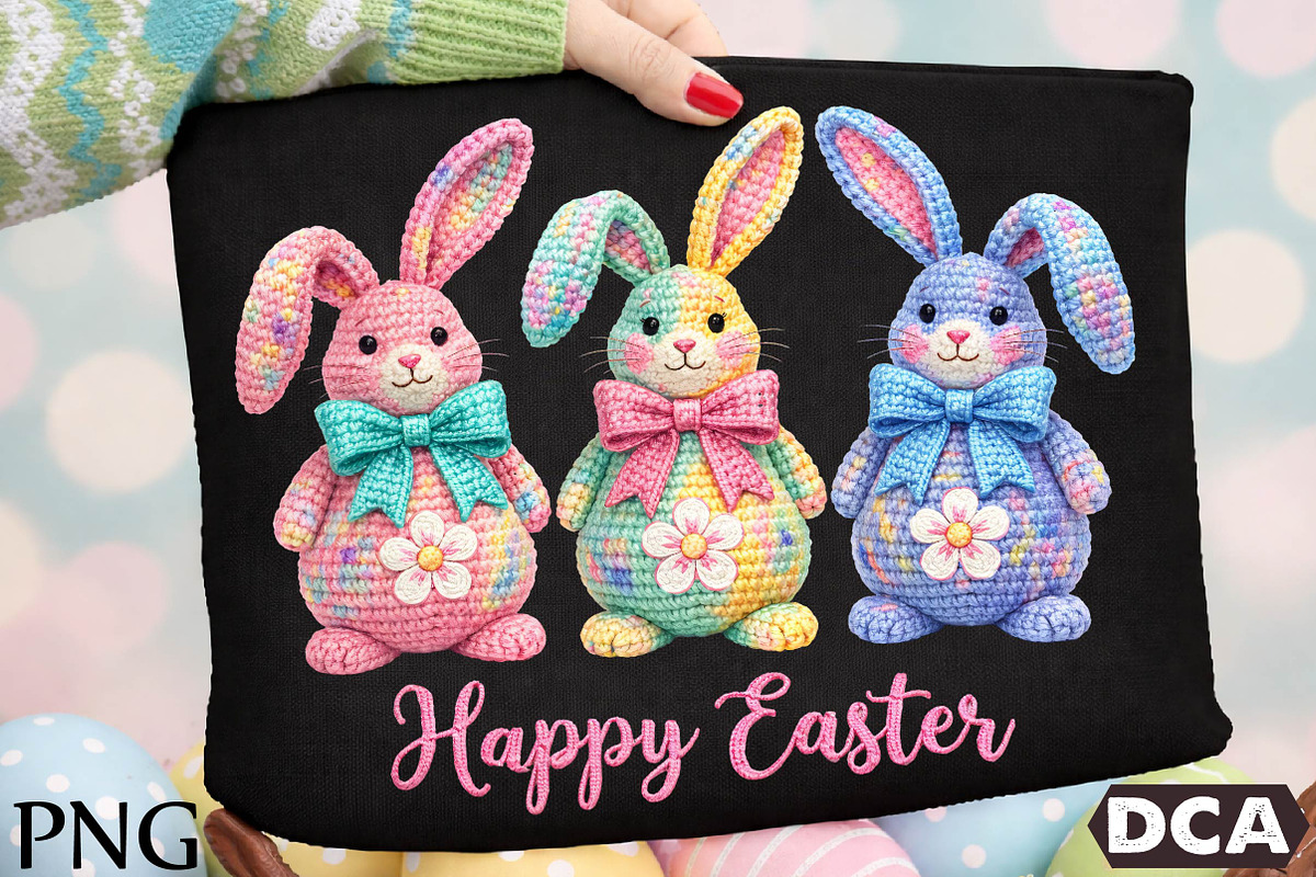 Crochet Happy Easter Png, an Illustration by DreamCafeArt (Photo 1 of 6)
