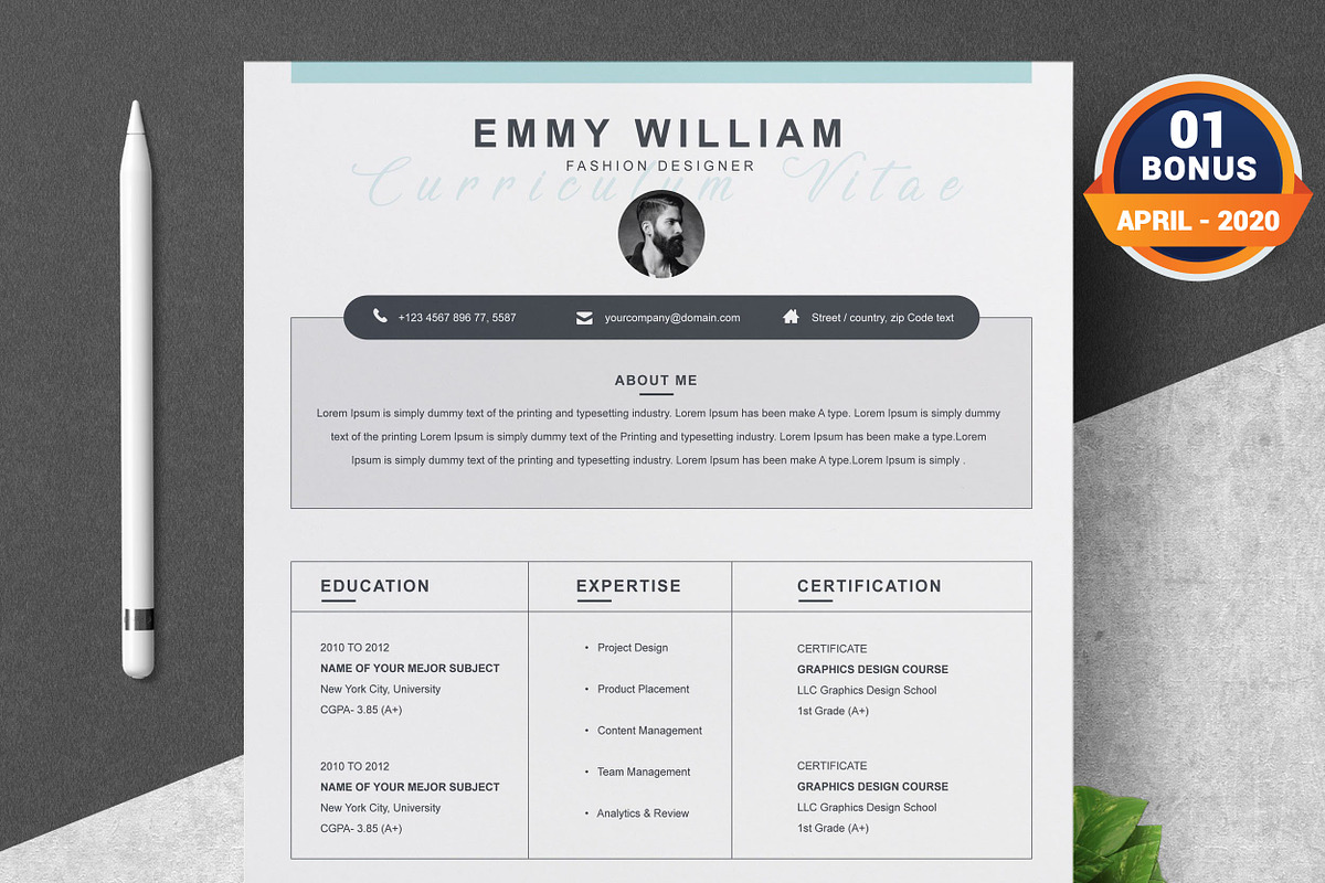 Resume/CV Bundle | 200+ for $29, a Resume Template by ResumeInventor (Photo 107 of 207)