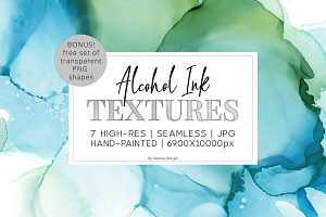 7 Huge Seamless Green Ink Textures