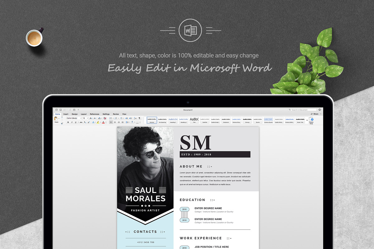 Modern Resume Template, a Resume Template by ResumeInventor (Photo 5 of 6)