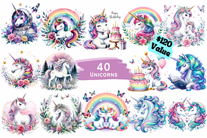 Pastel Unicorns Sublimation Bundle