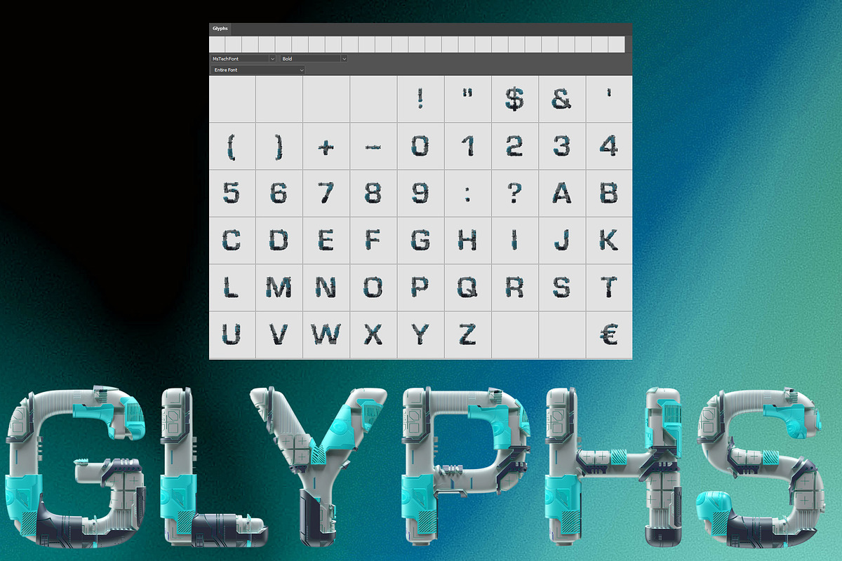 MS Tech Opentype Color Font and PNGs, a Script Font by Creative Graphics