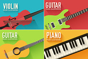 Music flat instruments illustrations, an Illustration by LineTale (Thumbnail 1 of 5)