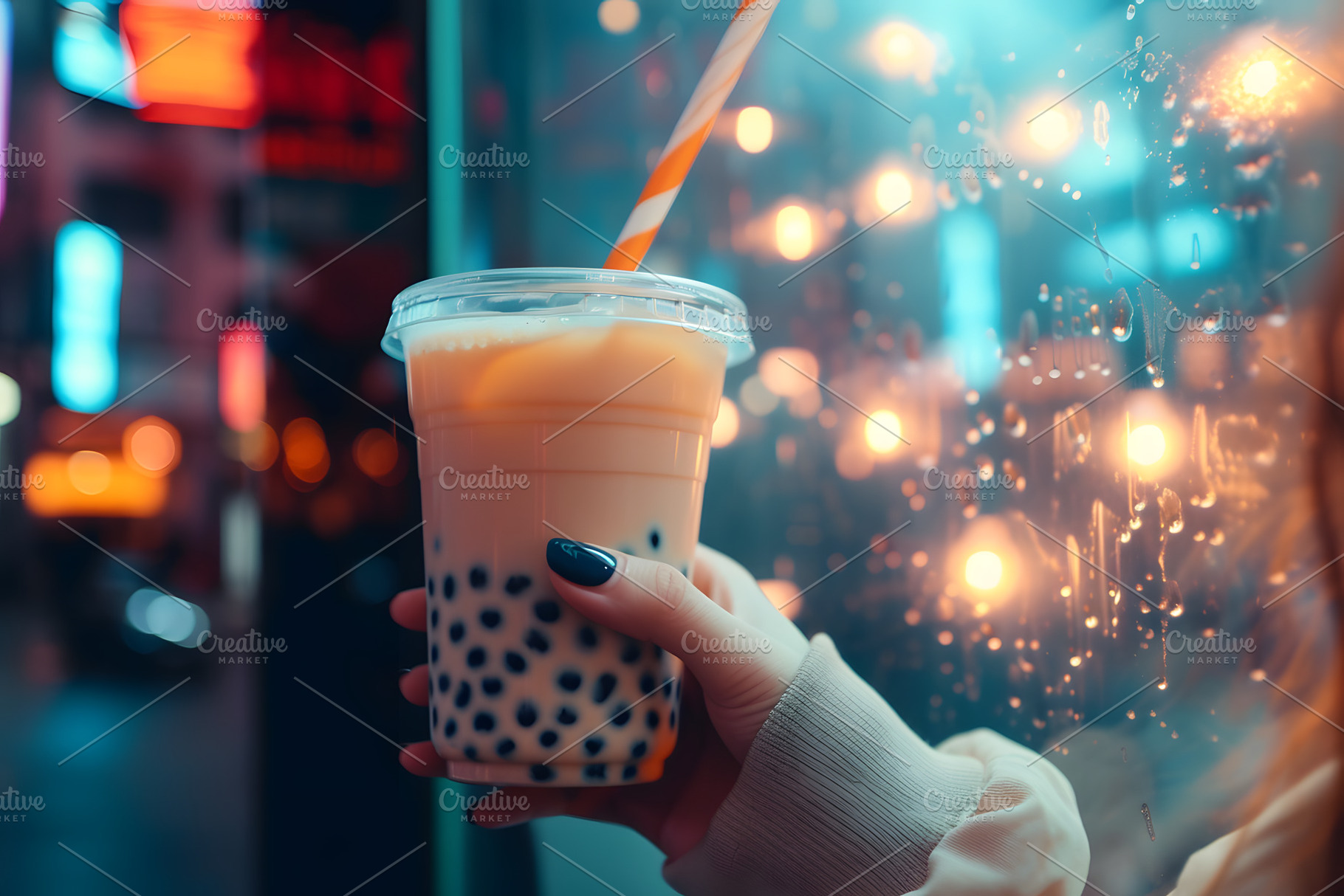 boba tea in hand, a Food & Drink Photo by OlgaPilnik