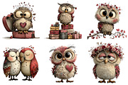 Whimsical Valentine Day Owl Clipart, an Illustration by DreamArtGraphic (Thumbnail 3 of 4)