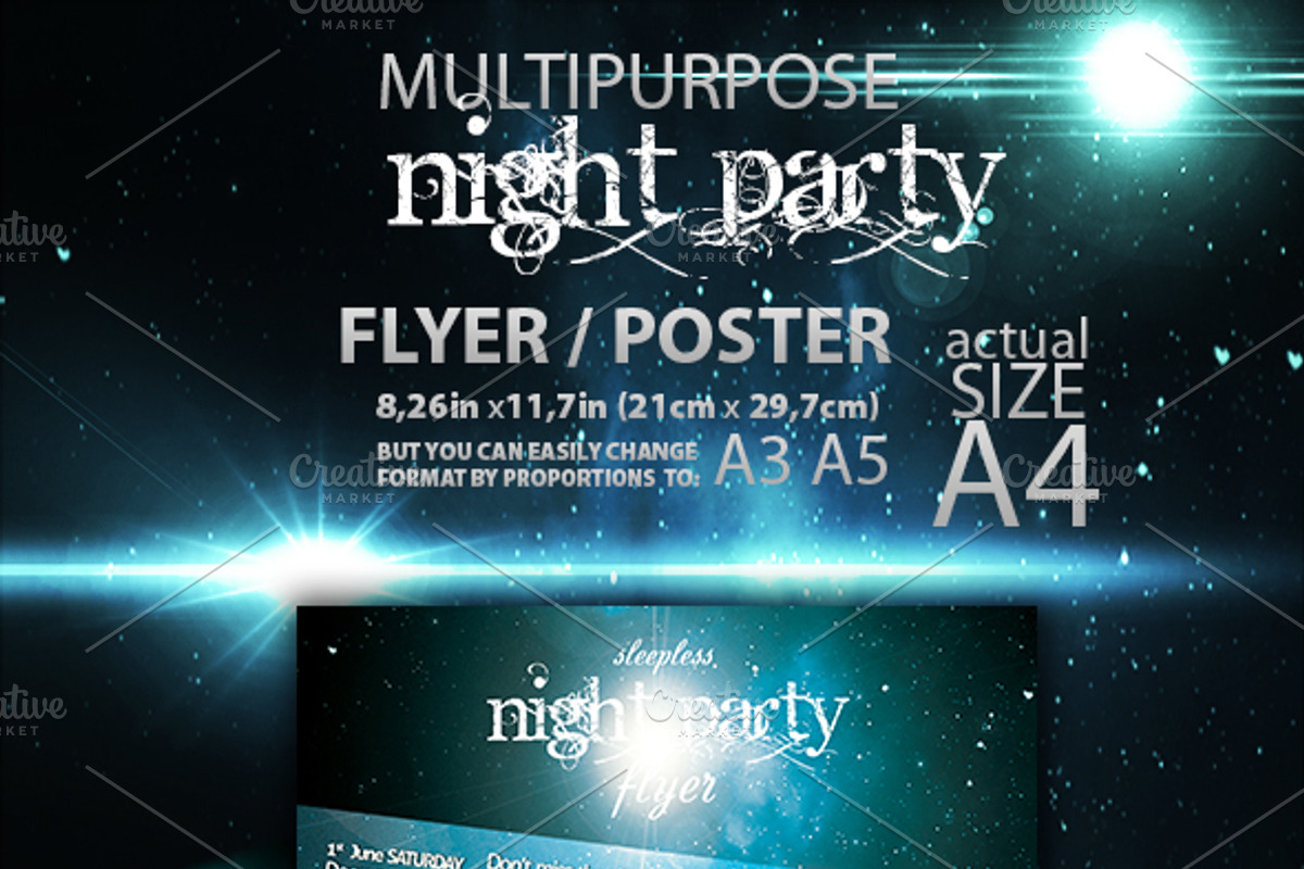 Sleepless Night Party Flyer, a Flyer Template by zheksha (Photo 1 of 2)