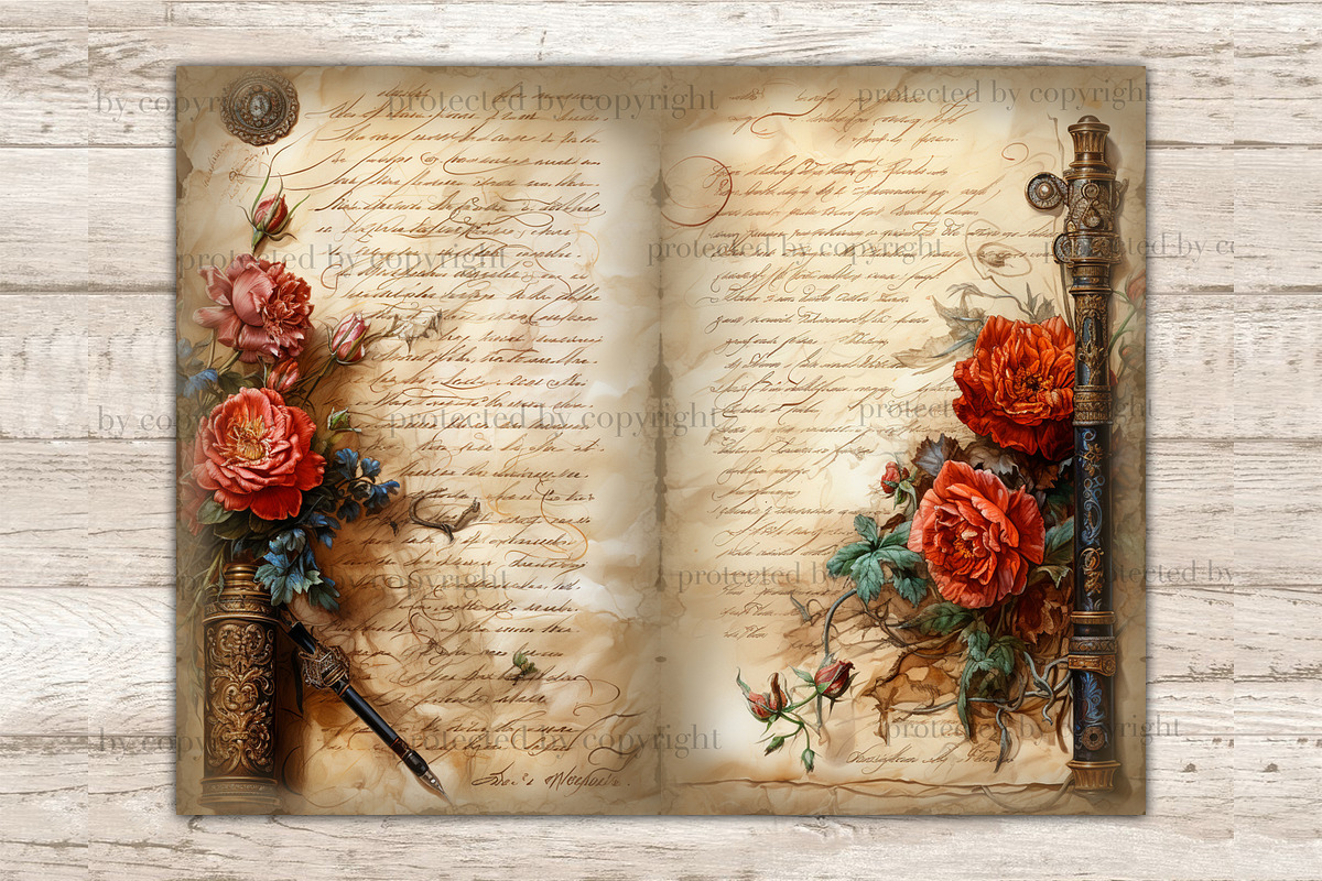 Old Letter Junk Journal Pages, a Decorative Illustration by GlamArtZhanna (Photo 6 of 10)