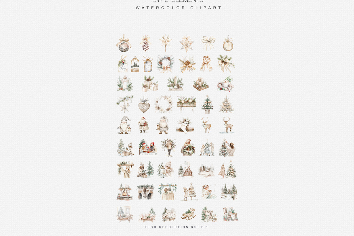 Watercolor Christmas Clipart, a Seasonal Illustration by Patishop Art (Photo 8 of 8)