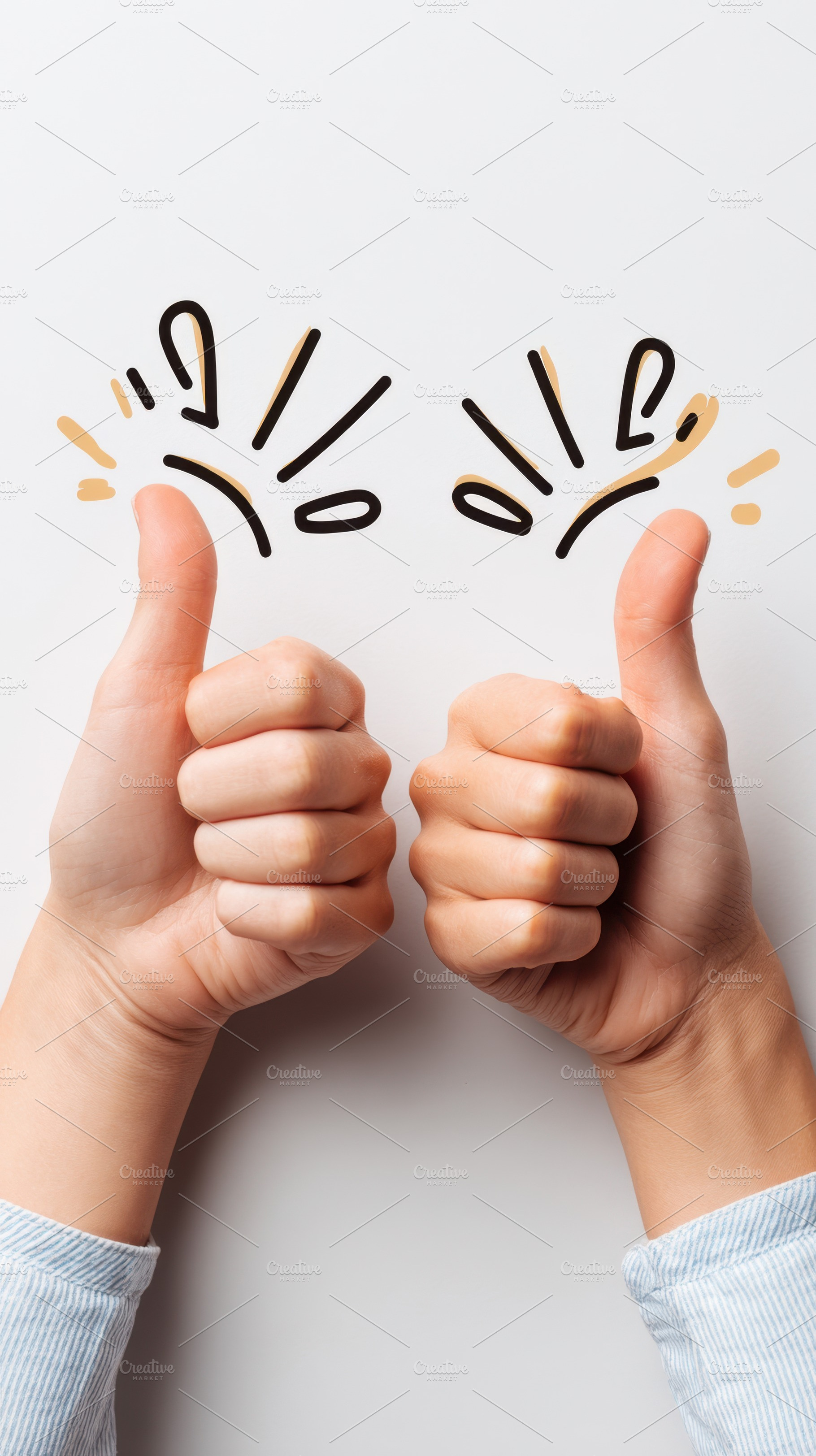 Thumbs up gesture with decorative elements, a Business Photo by AlyaAnd