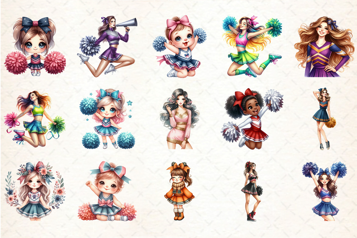 Cute Cheerleader Clipart, an Illustration by DreamCafeArt (Photo 2 of 3)