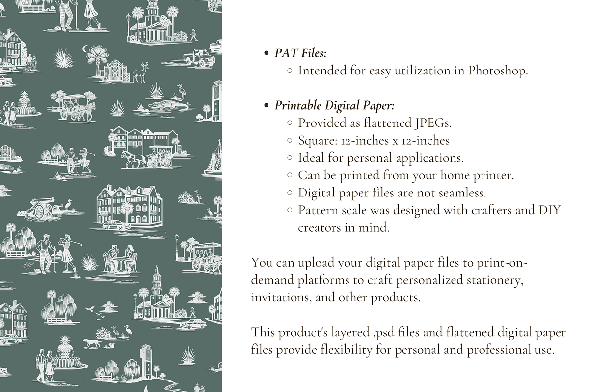Charleston, SC Toile de Jouy Pattern, a Pattern Graphic by Hughes Studio (Photo 7 of 8)
