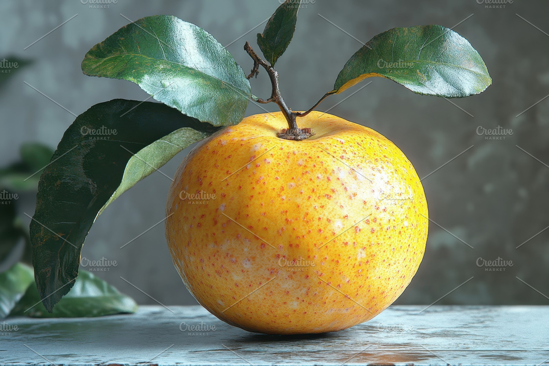 Bright yellow fruit with a textured, a Photo by Tanuart