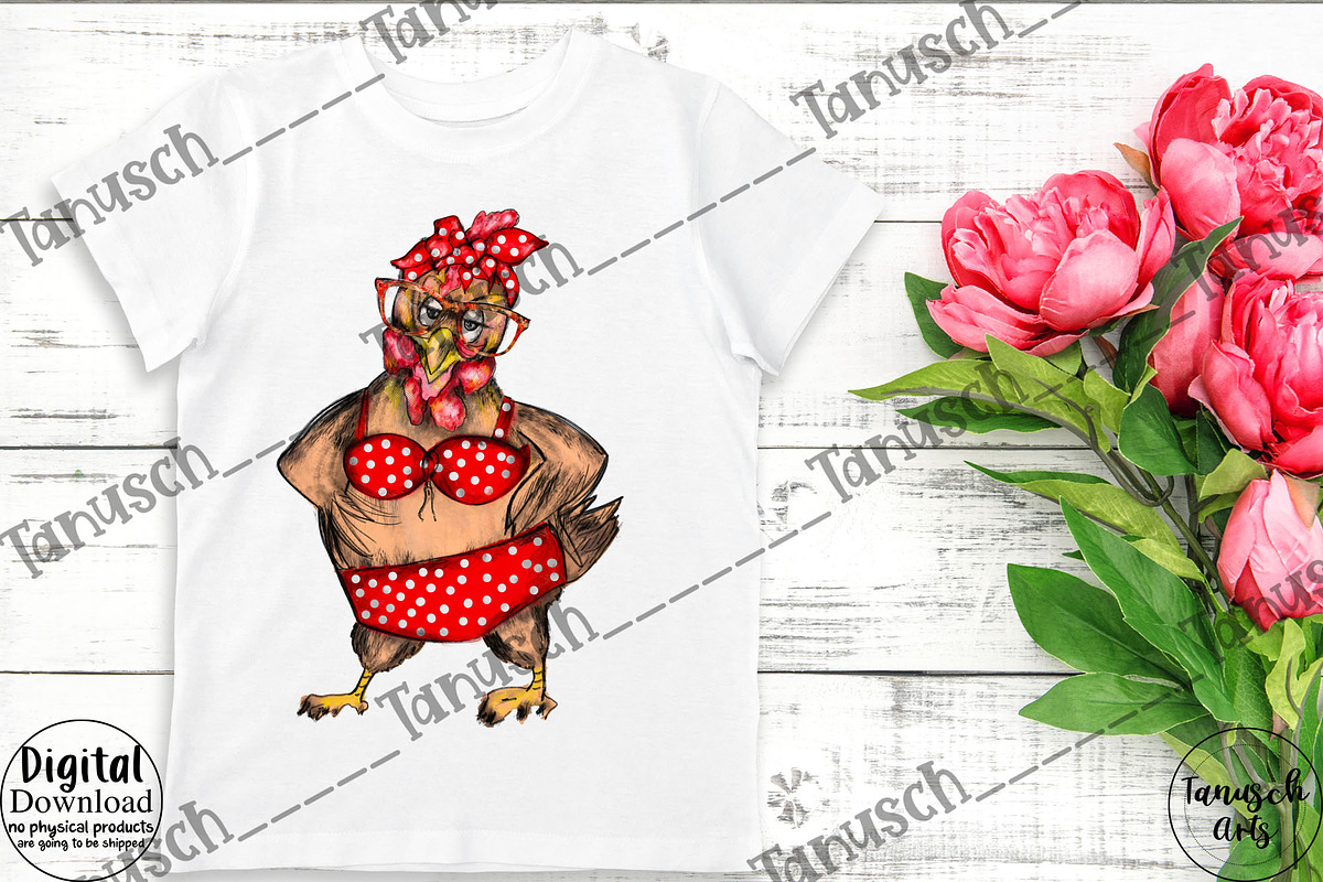 Chicken Lady Sublimation, an Animal Illustration by TanuschArts (Photo 2 of 2)