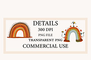 Cute Boho Retro Rainbow Clipart, a Seasonal Illustration by Designworld (Thumbnail 3 of 9)