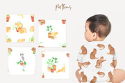 Plants & Cats Watercolor Clipart, an Animal Illustration by natalisart (Thumbnail 12 of 13)