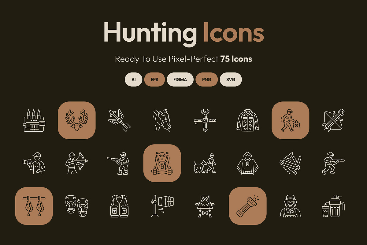 Hunting Icon Art Set, an Outline Icon by Prosymbols (Photo 1 of 7)