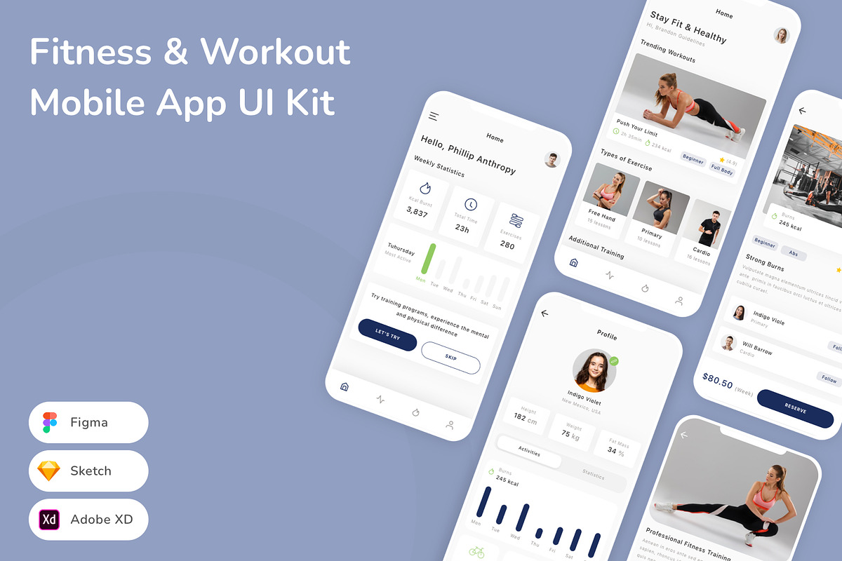 Fitness & Workout Mobile App UI Kit, an UI Kit Template by Betush