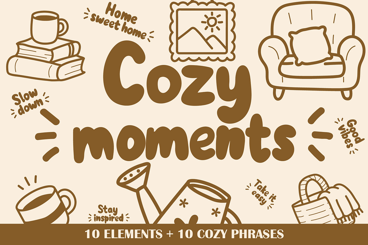 Cozy Moments Hand Drawn Doodle Set, an Object Illustration by OREHOVKA (Photo 1 of 5)