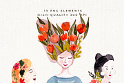 Mom with Flowers Watercolor Clipart, an Illustration by Mia Digital (Thumbnail 5 of 8)