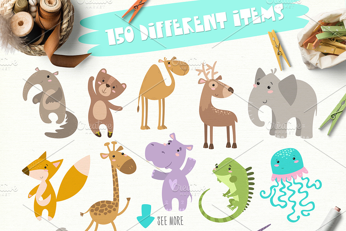 Cute Animals Set, an Animal Illustration by KAZUKA (Photo 3 of 11)