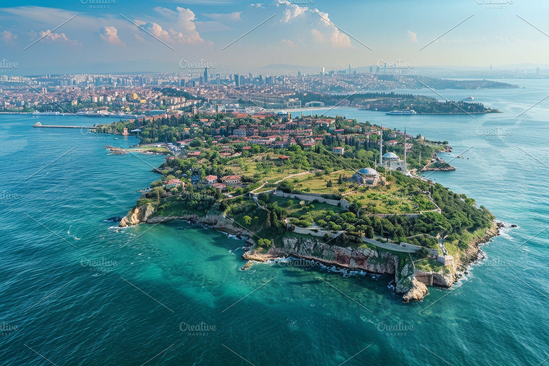 The vibrant island features lush gre, a Photo by Tanuart