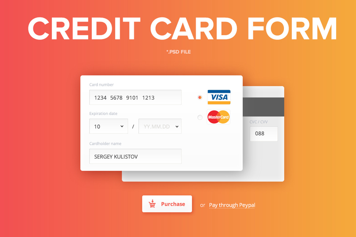 Credit сard form, a Templates & Theme by KULISTOV