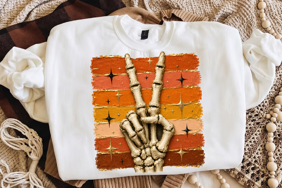 Skeleton Peace Png,Retro Halloween, an Object Illustration by Libby Wishes (Photo 3 of 3)