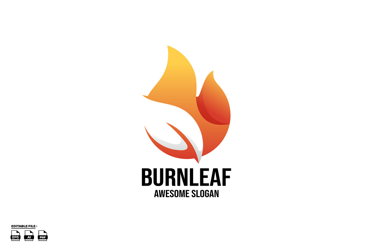 Leaf with fire gradient logo, a Branding & Logo Template by LOGTURNAL