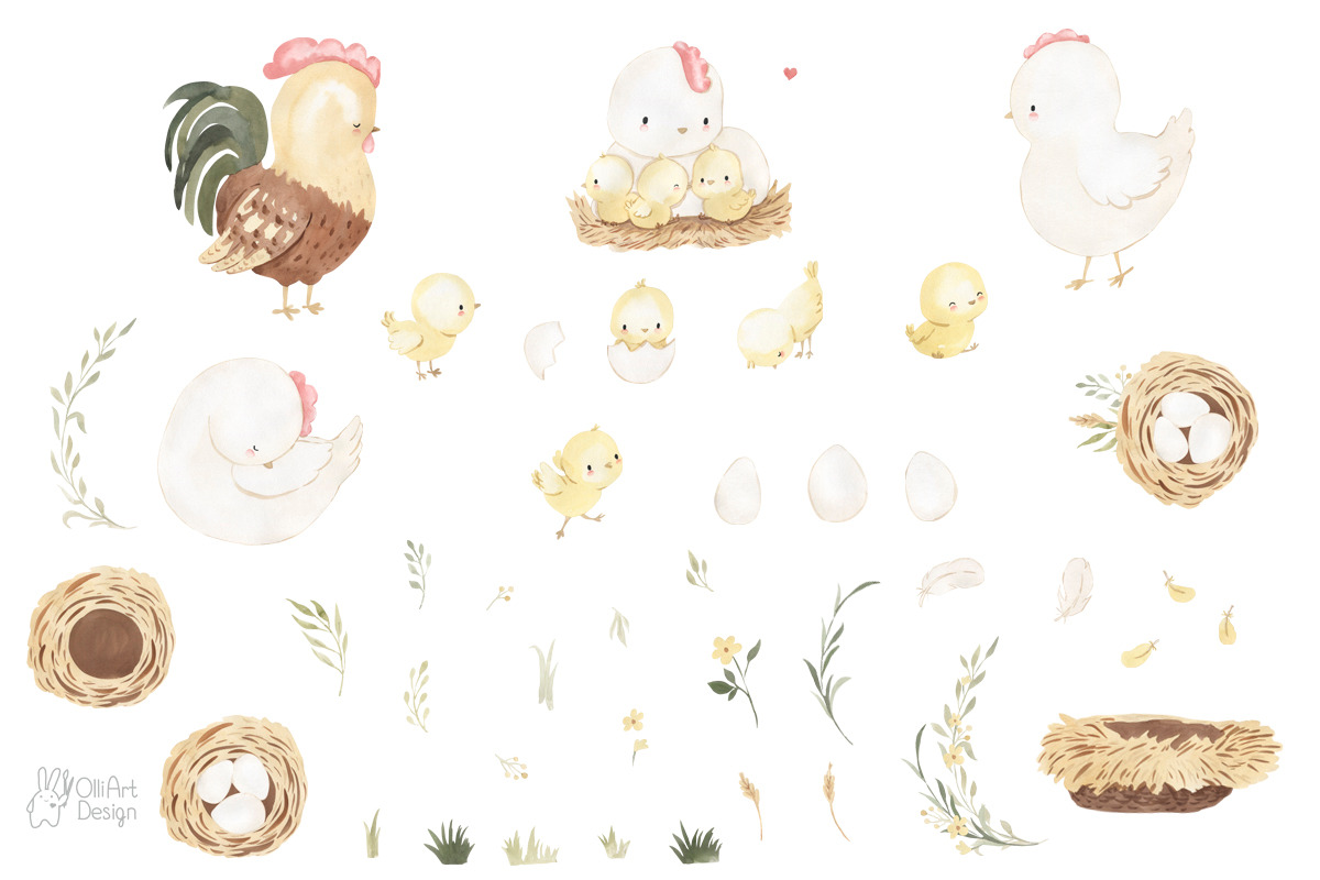 LOVELY CHICKEN. Watercolor, an Animal Illustration by OlliArtDesign (Photo 2 of 5)