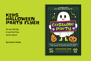 Kids Halloween Party Flyer Template, a Flyer Template by Gumico Studio.