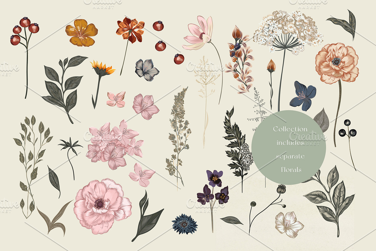 Retro Garden seamless patterns set, a Pattern Graphic by FleurArt (Photo 4 of 7)