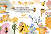 Oh, Honey bee set of 17illustrations, an Animal Illustration by Winged Graphics (Thumbnail 1 of 4)
