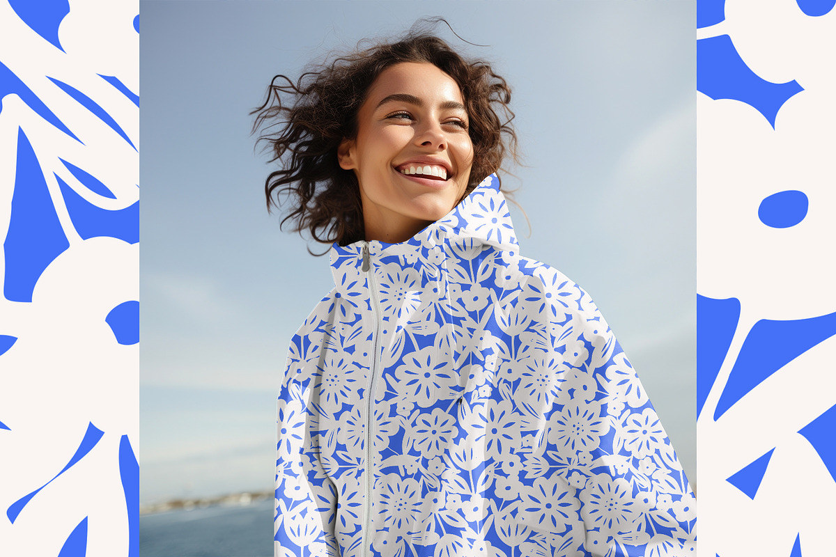 Blue Cutouts, a Pattern Graphic by MalyskaStudio